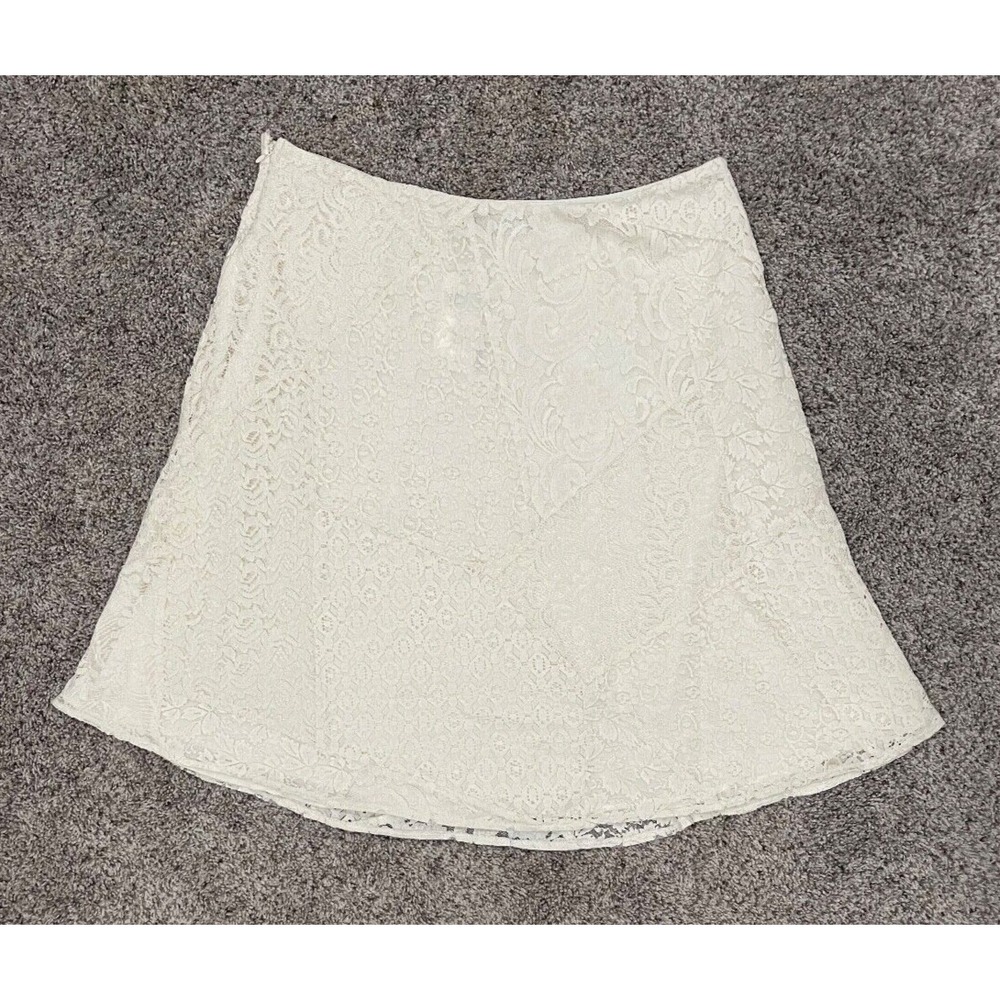 Lauren Ralph Lauren Lace Skirt Womens 16 White Lined‎ Western Coastal Cowgirl